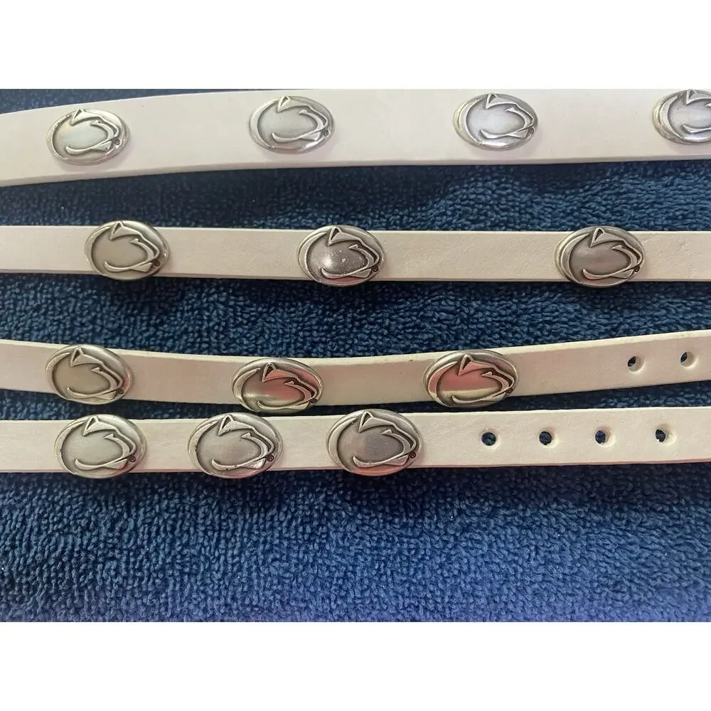 Penn State Nittany Lions White Leather Dog Collar With Conchos Multiple Sizes